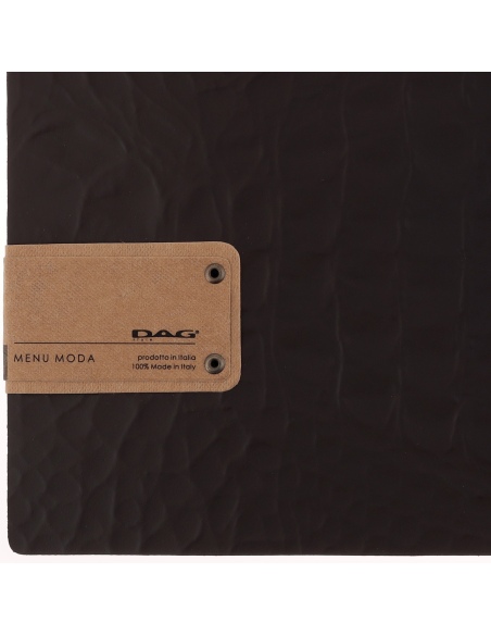 Porta Menu A5 (16,5x23,1 cm) etichetta PATCH "menu" 2 buste (4 facciate) elastico nero FASHION MARRONE COCCODRILLO