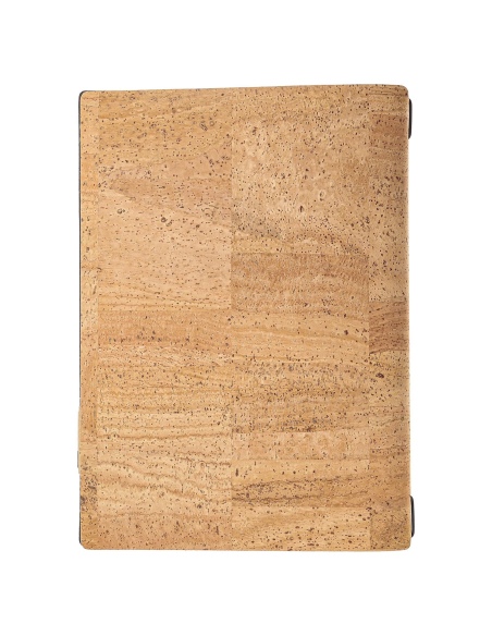 Porta Menu A4 (23,2x31,8 cm) etichetta PATCH "menu" 2 buste (4 facciate) elastico nero SUGHERO NATURALE sp. 1.4