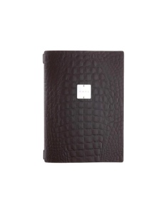 Porta Menu A4 (23,2x31,8 cm) etichetta METAL "menu" 2 buste (4 facciate) elastico nero FASHION MARRONE COCCODRILLO