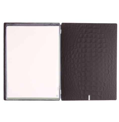 Porta Menu A4 (23,2x31,8 cm) etichetta METAL "menu" 2 buste (4 facciate) elastico nero FASHION MARRONE COCCODRILLO