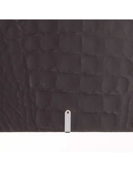 Porta Menu A4 (23,2x31,8 cm) etichetta METAL "menu" 2 buste (4 facciate) elastico nero FASHION MARRONE COCCODRILLO