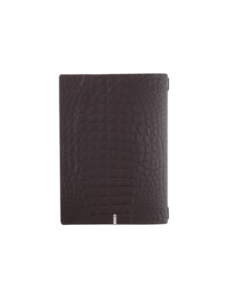 Porta Menu A4 (23,2x31,8 cm) etichetta METAL "personalizzata" (minimo 18 pezzi) 2 buste (4 facciate) elastico nero FASHION MARRO