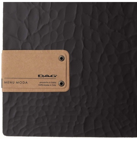 Porta Menu A4 SLIM (17,4x31,8 cm) etichetta PATCH "menu" solo elastico FASHION MARRONE COCCODRILLO