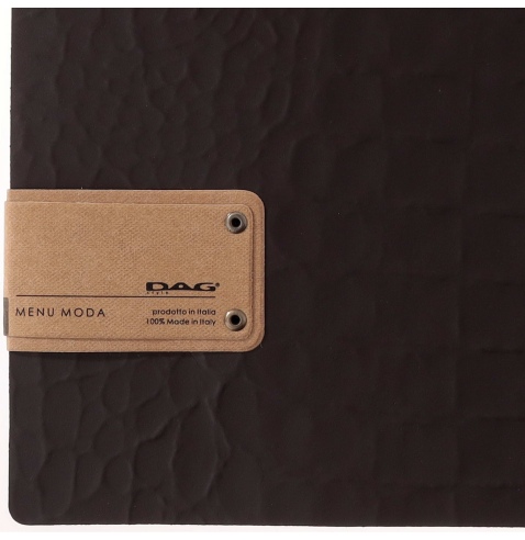 Porta Menu A4 (23,2x31,8 cm) etichetta PATCH "menu" solo elastico FASHION MARRONE COCCODRILLO