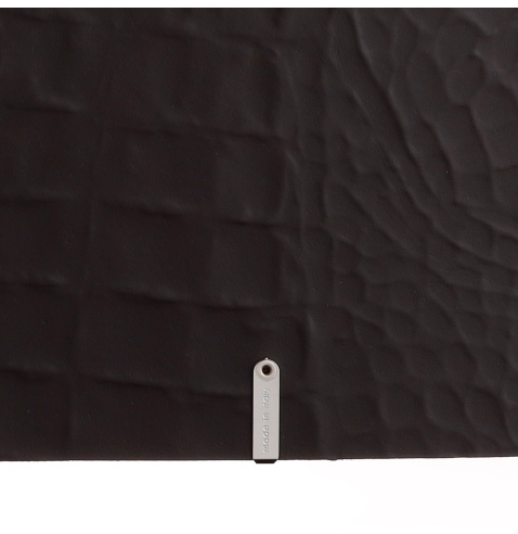 Porta Menu A4 SLIM (17,4x31,8 cm) etichetta METAL "menu" 2 buste (4 facciate) elastico nero FASHION MARRONE COCCODRILLO