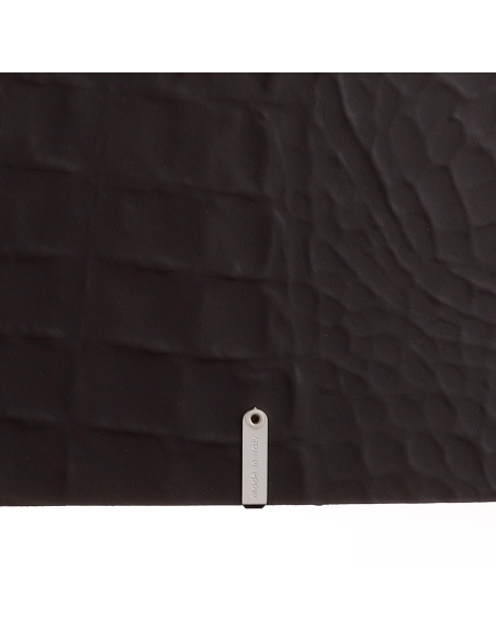 Porta Menu A4 SLIM (17,4x31,8 cm) etichetta METAL "menu" 2 buste (4 facciate) elastico nero FASHION MARRONE COCCODRILLO