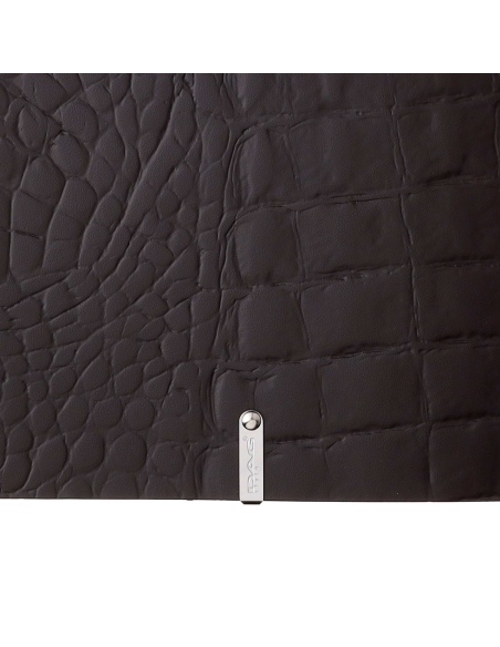 Porta Menu A4 SLIM (17,4x31,8 cm) etichetta METAL "menu" 2 buste (4 facciate) elastico nero FASHION MARRONE COCCODRILLO