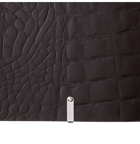 Porta Menu A4 SLIM (17,4x31,8 cm) etichetta METAL "personalizzata" (minimo 18 pezzi) 2 buste (4 facciate) elastico nero FASHION 