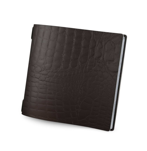 Porta Menu QUADRATO (23x23,1 cm) senza etichetta 2 buste (4 facciate) elastico nero FASHION MARRONE COCCODRILLO