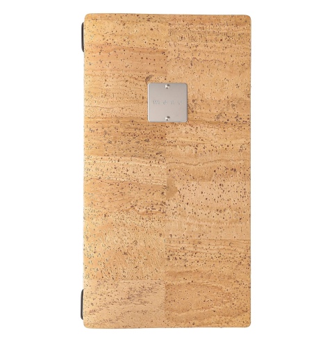 Porta Menu A4 SLIM (17,4x31,8 cm) etichetta METAL "personalizzata" (minimo 18 pezzi) 2 buste (4 facciate) elastico nero SUGHERO 