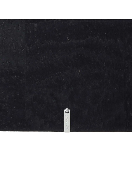 Porta Menu A4 SLIM (17,4x31,8 cm) etichetta METAL "personalizzata" (minimo 18 pezzi) 2 buste (4 facciate) elastico nero SUGHERO 