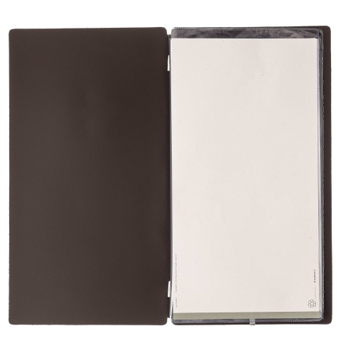 Porta Menu A4 SLIM (17,4x31,8 cm) senza etichetta 2 buste (4 facciate) elastico nero SUGHERO NERO sp. 2.5