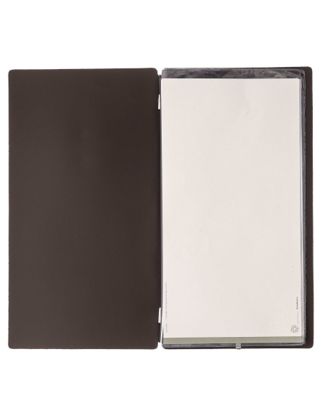 Porta Menu A4 SLIM (17,4x31,8 cm) senza etichetta 2 buste (4 facciate) elastico nero SUGHERO NERO sp. 2.5