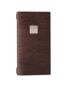 Porta Menu A4 SLIM (17,4x31,8 cm) etichetta METAL "menu" 2 buste (4 facciate) elastico nero SUGHERO MARRONE sp. 2.5