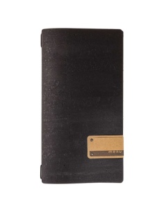 Porta Menu A4 SLIM (17,4x31,8 cm) etichetta PATCH "personalizzata" (minimo 18 pezzi) solo elastico nero SUGHERO NERO sp. 2.5