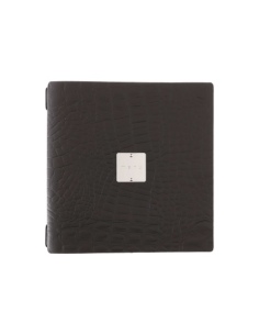 Porta Menu QUADRATO (23x23,1 cm) etichetta METAL "personalizzata" (minimo 18 pezzi) solo elastico FASHION MARRONE COCCODRILLO