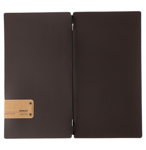 Porta Menu A4 SLIM (17,4x31,8 cm) etichetta PATCH "menu" solo elastico nero SUGHERO MARRONE sp. 2.5