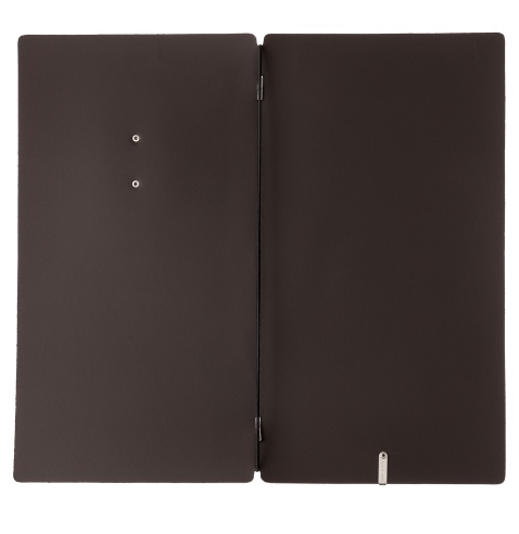 Porta Menu A4 SLIM (17,4x31,8 cm) etichetta METAL "menu" solo elastico nero SUGHERO MARRONE sp. 2.5