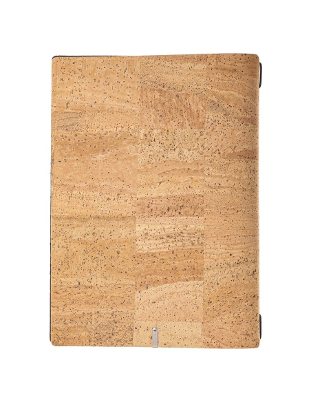 Porta Menu A4 (23,2x31,8 cm) senza etichetta 2 buste (4 facciate) elastico nero SUGHERO NATURALE sp. 1.4