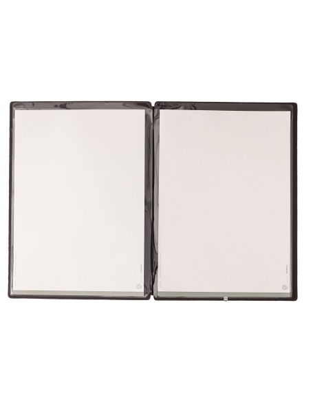 Porta Menu A4 (23,2x31,8 cm) senza etichetta 2 buste (4 facciate) elastico nero SUGHERO NATURALE sp. 1.4