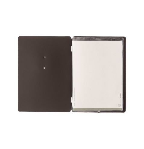 Porta Menu A5 (16,5x23,1 cm) etichetta METAL "menu" 2 buste (4 facciate) elastico nero SUGHERO MARRONE sp. 2.5