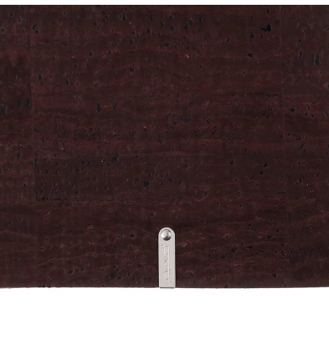Porta Menu A5 (16,5x23,1 cm) etichetta METAL "personalizzata" (minimo 18 pezzi) 2 buste (4 facciate) elastico nero SUGHERO MARRO