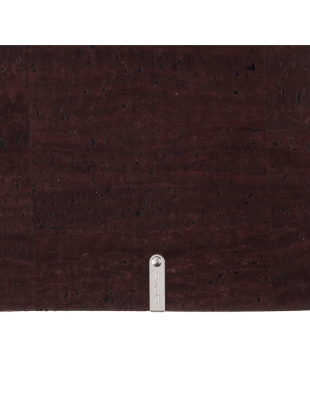 Porta Menu A5 (16,5x23,1 cm) etichetta METAL "personalizzata" (minimo 18 pezzi) 2 buste (4 facciate) elastico nero SUGHERO MARRO