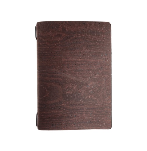 Porta Menu A5 (16,5x23,1 cm) senza etichetta 2 buste (4 facciate) elastico nero SUGHERO MARRONE sp. 2.5