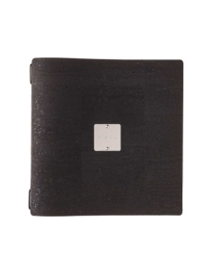 Porta Menu QUADRATO (23x23,1 cm) etichetta METAL "menu" 2 buste (4 facciate) elastico nero SUGHERO NERO sp. 2.5