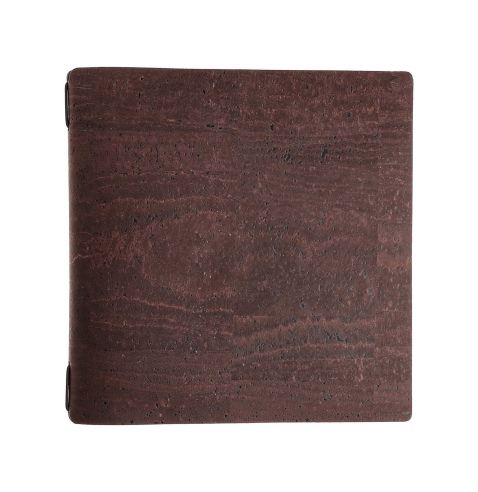 Porta Menu QUADRATO (23x23,1 cm) senza etichetta 2 buste (4 facciate) elastico nero SUGHERO MARRONE sp. 2.5