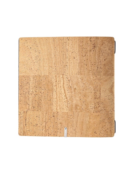 Porta Menu QUADRATO (23x23,1 cm) etichetta METAL "menu" solo elastico nero SUGHERO NATURALE sp. 1.4