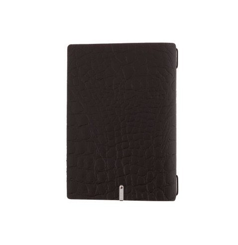 Porta Menu A5 (16,5x23,1 cm) etichetta METAL "menu" 2 buste (4 facciate) elastico nero FASHION MARRONE COCCODRILLO