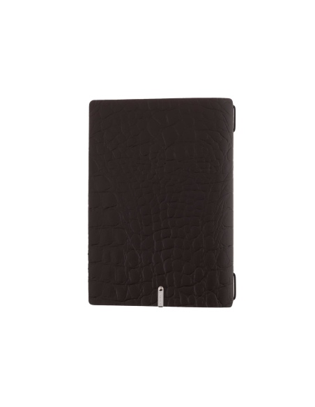 Porta Menu A5 (16,5x23,1 cm) etichetta METAL "menu" 2 buste (4 facciate) elastico nero FASHION MARRONE COCCODRILLO