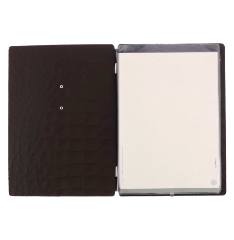 Porta Menu A5 (16,5x23,1 cm) etichetta METAL "menu" 2 buste (4 facciate) elastico nero FASHION MARRONE COCCODRILLO