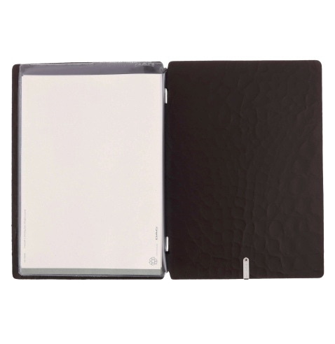 Porta Menu A5 (16,5x23,1 cm) etichetta METAL "menu" 2 buste (4 facciate) elastico nero FASHION MARRONE COCCODRILLO