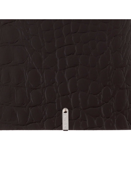 Porta Menu A5 (16,5x23,1 cm) etichetta METAL "menu" 2 buste (4 facciate) elastico nero FASHION MARRONE COCCODRILLO