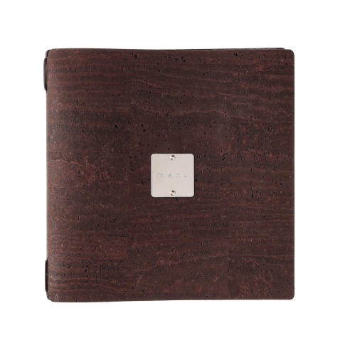 Porta Menu QUADRATO (23x23,1 cm) etichetta METAL "menu" solo elastico nero SUGHERO MARRONE sp. 2.5