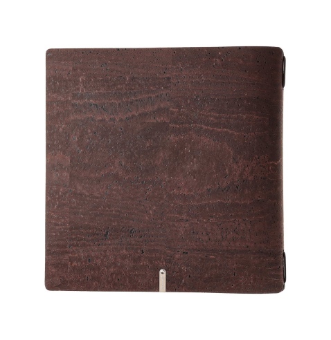 Porta Menu QUADRATO (23x23,1 cm) etichetta METAL "personalizzata" (minimo 18 pezzi) solo elastico nero SUGHERO MARRONE sp. 2.5