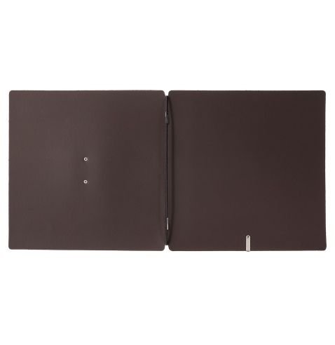 Porta Menu QUADRATO (23x23,1 cm) etichetta METAL "personalizzata" (minimo 18 pezzi) solo elastico nero SUGHERO MARRONE sp. 2.5