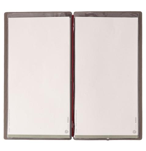 Porta Menu A4 SLIM (17,4x31,8 cm) senza etichetta 2 buste (4 facciate) elastico rosso JUTA GRIGIO