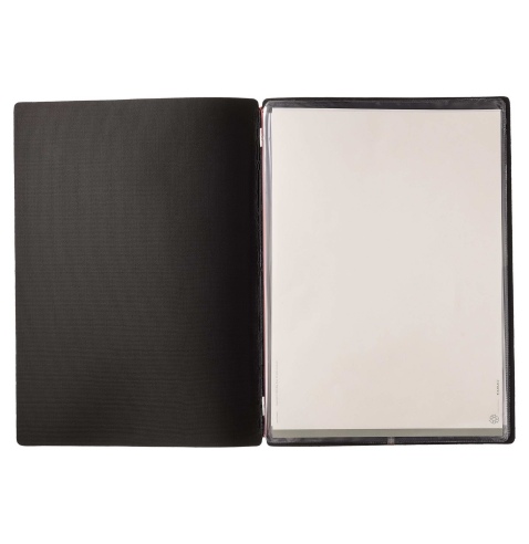 Porta Menu A4 (23,2x31,8 cm) senza etichetta 2 buste (4 facciate) elastico rosso JUTA NERO