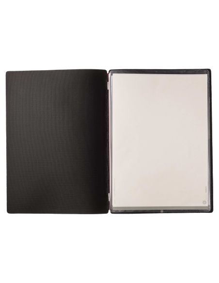 Porta Menu A4 (23,2x31,8 cm) senza etichetta 2 buste (4 facciate) elastico rosso JUTA NERO