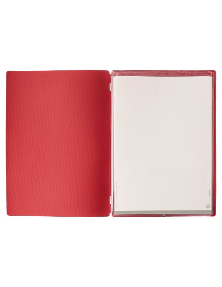 Porta Menu A4 (23,2x31,8 cm) senza etichetta 2 buste (4 facciate) elastico rosso JUTA BICOLOR