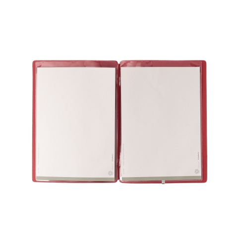 Porta Menu A5 (16,5x23,1 cm) senza etichetta 2 buste (4 facciate) elastico rosso JUTA BICOLOR