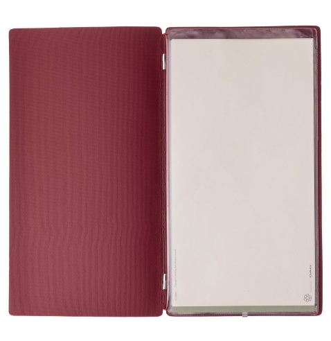 Porta Menu A4 SLIM (17,4x31,8 cm) senza etichetta 2 buste (4 facciate) elastico rosso JUTA BORDEAUX
