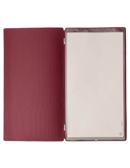 Porta Menu A4 SLIM (17,4x31,8 cm) senza etichetta 2 buste (4 facciate) elastico rosso JUTA BORDEAUX