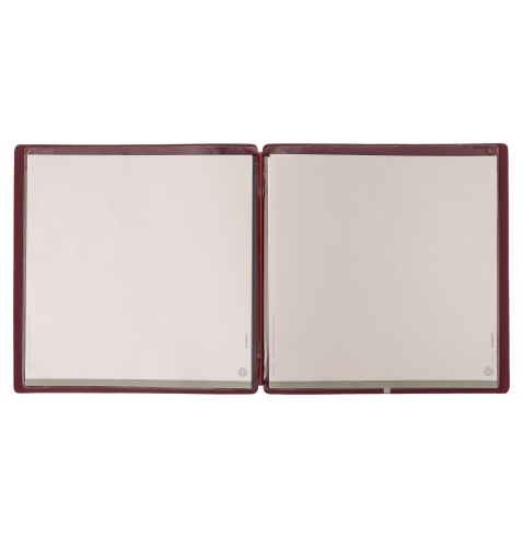 Porta Menu QUADRATO (23x23,1 cm) senza etichetta 2 buste (4 facciate) elastico rosso JUTA BORDEAUX