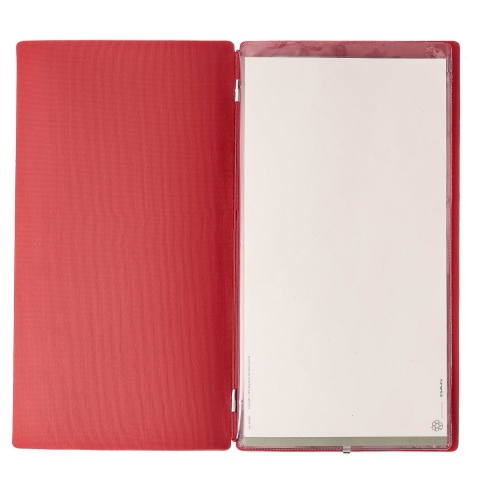 Porta Menu A4 SLIM (17,4x31,8 cm) senza etichetta 2 buste (4 facciate) elastico rosso JUTA BICOLOR