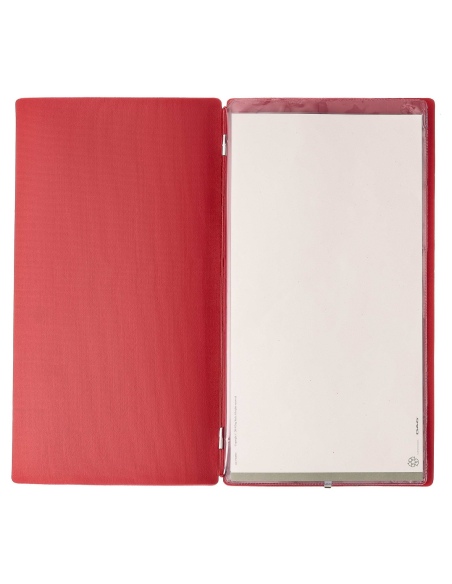 Porta Menu A4 SLIM (17,4x31,8 cm) senza etichetta 2 buste (4 facciate) elastico rosso JUTA BICOLOR