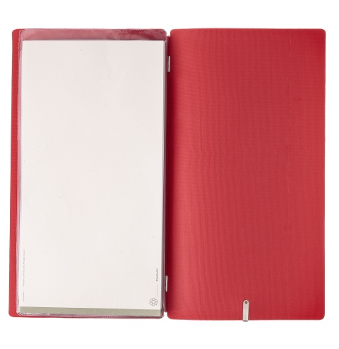 Porta Menu A4 SLIM (17,4x31,8 cm) senza etichetta 2 buste (4 facciate) elastico rosso JUTA BICOLOR